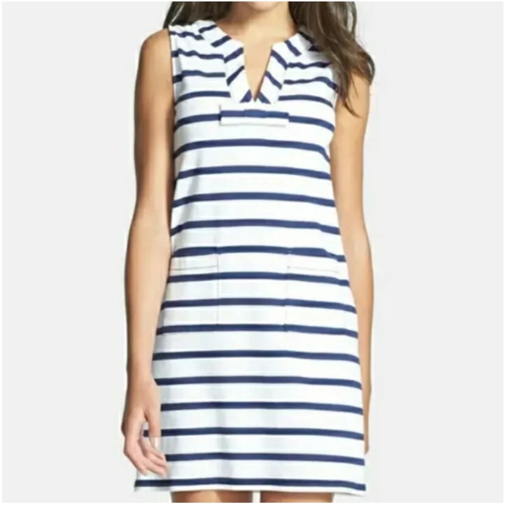 KATE SPADE Womens Tropez Dress Size Medium Blue White Striped Nautical Beach